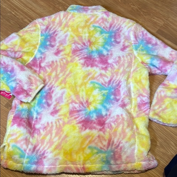 Vibrant Pink and Yellow Hoodie Sweatshirt Sherpa 1/4 zip new size XXL - Picture 5 of 5